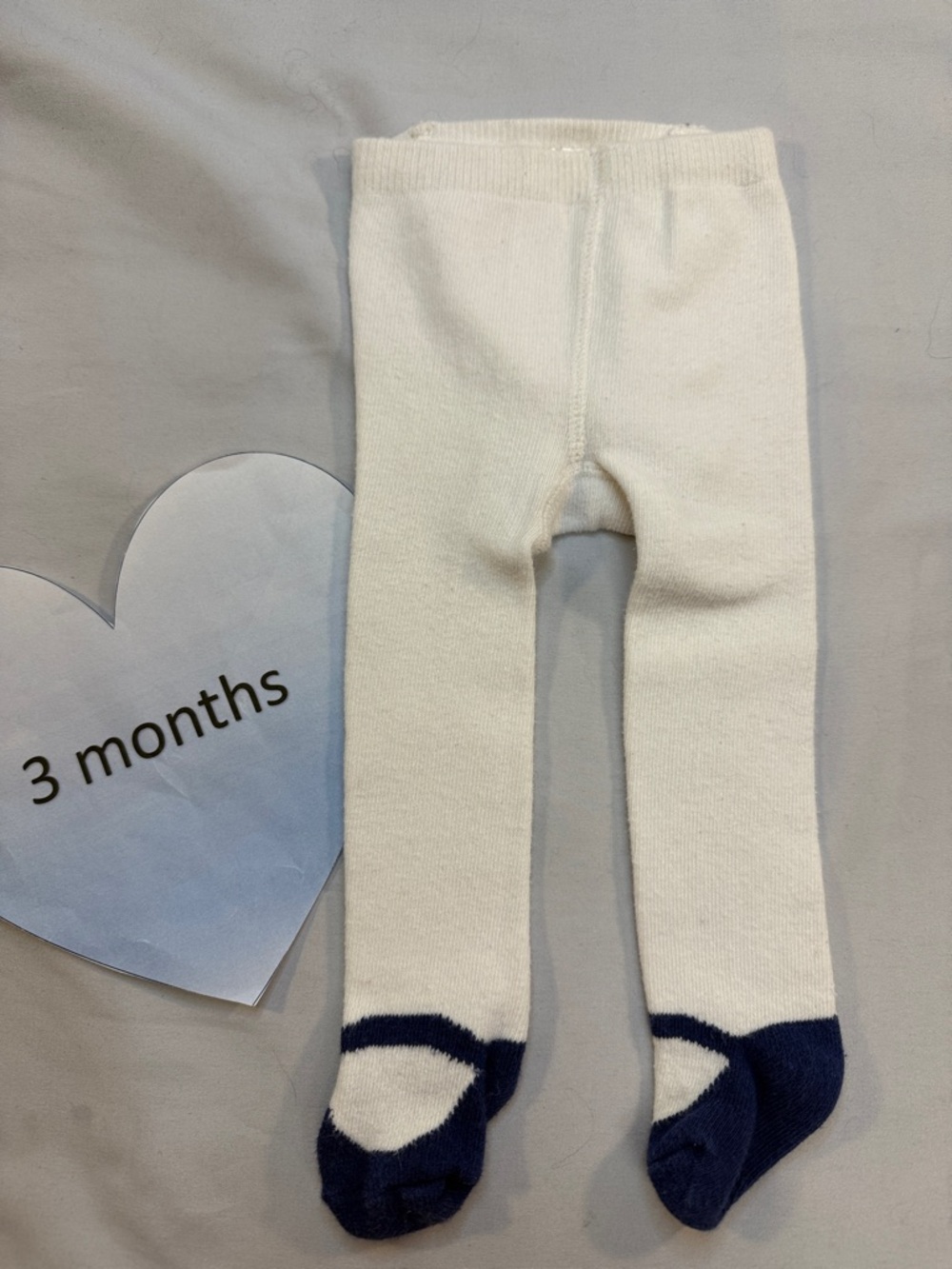 Carter's Cream Footed Tights with Navy Toe and Heel